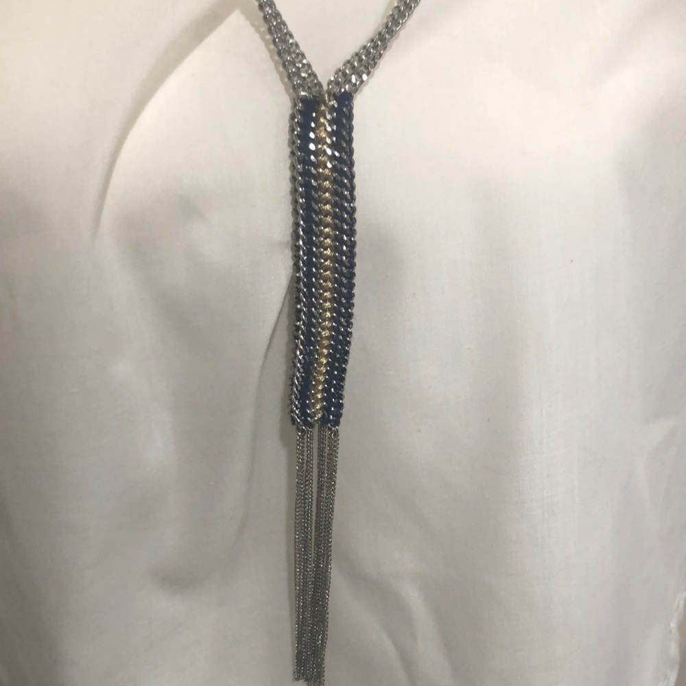 Stella & Dot Tessa Fringe Silver Toned Necklace - Picture 3 of 10